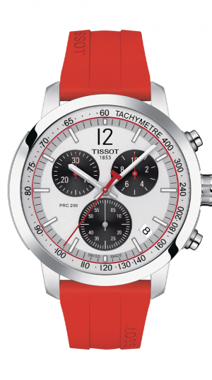 TIS T-SPORT PRC 200 QUARTZ Rubber STRAP MENS SILVER DIAL WATCH