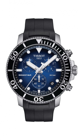 TIS T-SPORT SEASTAR 1000 QUARTZ RUBBER STRAP MENS BLUE DIAL WATCH
