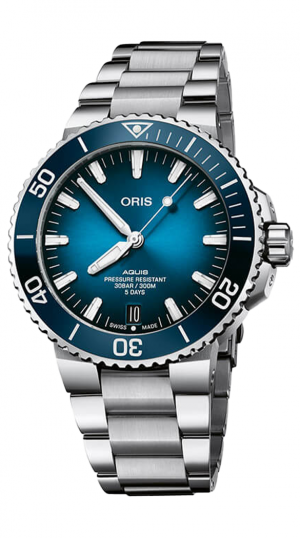 ORIS AQUIS DATE AUTO STAINLESS STEEL MENS BLUE DIAL WATCH