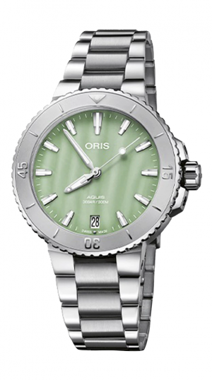 ORIS AQUIS DATE AUTO STAINLESS STEEL WOMEN GREEN DIAL