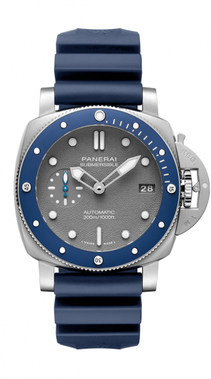 PNI SUBMERSIBLE AUTO RUBBER STRAP MENS GREY DIAL WATCH