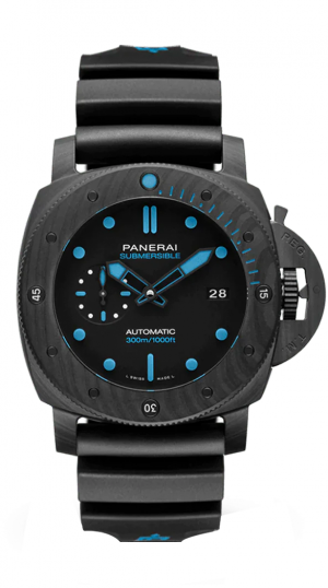 PNI SUBMERSIBLE CARBOTECH AUTO RUBBER STRAP MENS BLACK DIAL WATCH