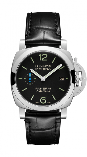 PNI LUMINOR MARINA AUTO ALLIGATOR STRAP MENS BLACK DIAL WATCH