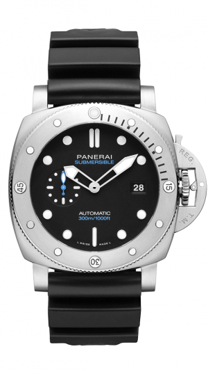 PNI SUBMIERSIBLE AUTO RUBBER STRAP MENS BLACK DIAL WATCH
