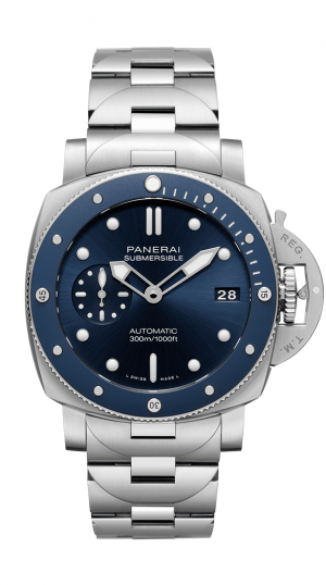 PNI SUBMERSIBLE BLU NOTTE AUTO RUBBER STRAP MENS BLUE DIAL WATCH