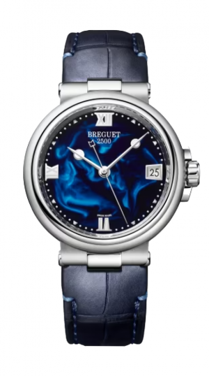 BRE MARINE DAME 9517 AUTO ALLIGATOR STRAP LADIES BLUE DIAL WATCH
